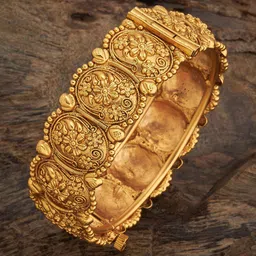 Kushal's Fashion Jewellery Gold-Plated Antique Bangle-16