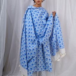 Chidiyaa Amaaya Floral Block Printed Cotton Dupatta-picture-6