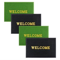 Aura 4Pcs Green & Black Self-Designed Anti-Slip Eco-Friendly Absorbent Large Doormats-14
