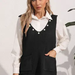 LULU & SKY Women Patch Pocket Vest Sweaters-image-2