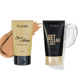 FLiCKA Set of Get Set Go Primer 30ml & Blend-Shine Foundation 30ml - Coffee 05-37