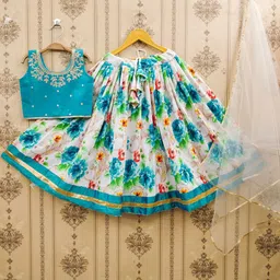 JOVK DESIGN Girls Dyed Thread Work Tie and Dye Ready to Wear Lehenga & Blouse With Dupatta-image-91