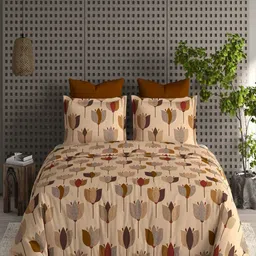 CHICERY Beige & Grey Floral Heavy Winter 350 GSM Single Bed Comforter-image-89