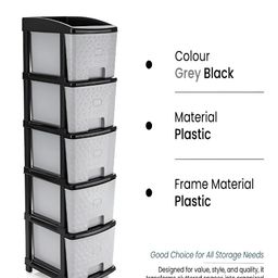 SUMOWARE INDUSTRIES Black & Grey Textured 6-Layer Multipurpose Modular Drawer image 5