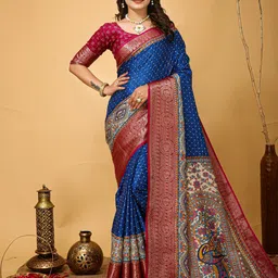 HERE&NOW Ethnic Motifs Zari Art Silk Banarasi Saree-picture-57