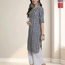 HERE&NOW Women Ethnic Motifs Printed Crepe Kurta-image-52