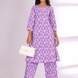KSUT Women Ethnic Motifs Printed Regular Thread Work Kurta with Trousers-11