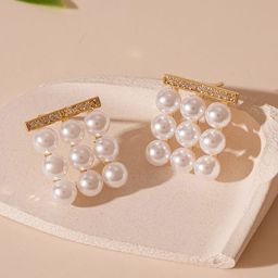 DIVASTRI Gold-Plated Pearls Studded Contemporary Shaped Korean Studs-26