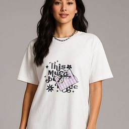GRACE & JACK Typography Printed Round Neck Cotton Oversized T-shirt-image-95