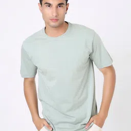 Blnk Men Solid Round Neck Cotton Relaxed Fit T-shirt-picture-23