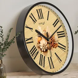 RANDOM Black & Beige Printed Contemporary Wall Clock-image-93