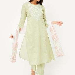 Max Women Solid Embroidered Kurta with Trousers & Dupatta-picture-7