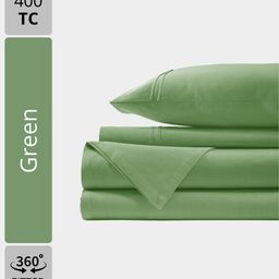 Aurave Green 400 TC Egyptian Cotton King Bedsheet with 2 Pillow Covers-image-67