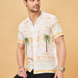 People Men Cuban Collar Typography Printed Slim Fit Casual Shirt-image-17