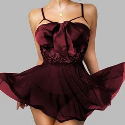 Krelin Women Self Design Net Baby Doll-image-61