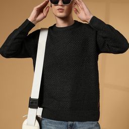 Campus Sutra Men Cable Knit Round Neck Pullover Sweater-image-75