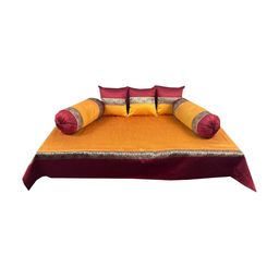 Pink Parrot 6-Pcs Orange-coloured & Red Woven Designed DiwanSet-16