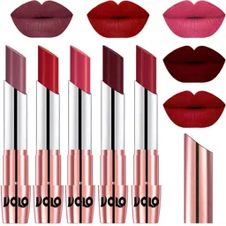 VOLO Set Of 5 Creme Matte Lipsticks 3.5 g - Plum 36-Tomato Red 40-Pink 41-Maroon 42-Red 43-image-65