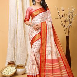 HI FI NX Ethnic Motifs Zari Pure Cotton Bandhani Saree-picture-34