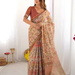ALMAARI FASHION Ethnic Motifs Printed Pure Cotton Saree With Tassel Borders-picture-23