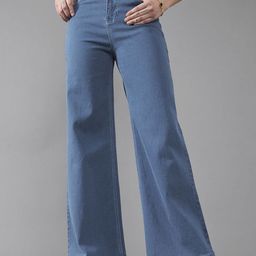 DOLCE CRUDO Women Wide Leg High-Rise Stretchable Jeans-picture-46