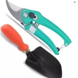 Garden Scissors Pruning Flower Cutter Branch Trimmer Carbon Steel Blade with Lock Set of 1 + Shovel Garden Spade Tools (Multicolor) Garden Tool Kit (2 Tools) Garden Tool Kit-image-2