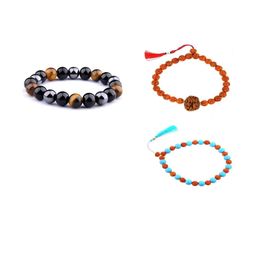 Divine souvenirs Unisex Set Of 3 Artificial Beaded Elasticated Bracelets-27