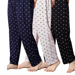 Pack of 3 Women Heart Printed Cotton Comfortable Pyjama/Lounge Pants-image-98
