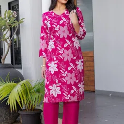 ARADHNA Women Floral Printed Regular Kurta with Trousers-image-18