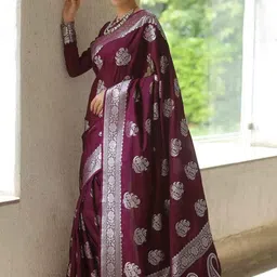 SHOP DROP Woven Design Zari Pure Silk Banarasi Saree-image-97