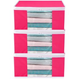 atorakushon Pink Set of 3 Clothes Storage Organiser Bags-9
