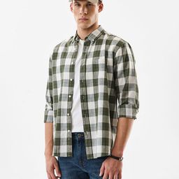 Snitch Men Buffalo Checked Button-Down Collar Casual Shirt-picture-45