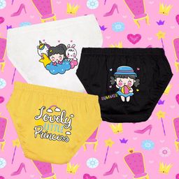 NUSYL Pack Of 3 Printed Cotton Girls Panties-49