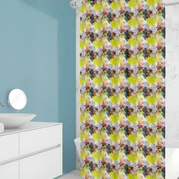 ArtzFolio Yellow & Orange Floral Printed Waterproof Shower Curtain-image-39