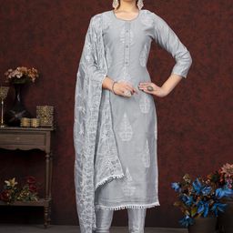 SAINOOR Embroidered Semi-Stitched Dress Material-image-81