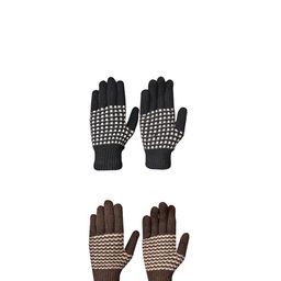LOOM LEGACY Men Checked Acrylic Winter Gloves-image-40