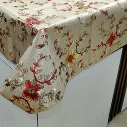 KANUSHI INDUSTRIES Gold-Toned & Red Floral Waterproof 4-Seater Table Cover-image-45