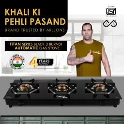 Titan Series HexFire Black Auto 3 Burner Gas Stove Glass Automatic Gas Stove-image-89