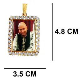 Airtick Unisex Golden Jai Guru Ji Swaroop Square Locket Artificial Beads Pendant image 2