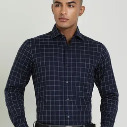 Allen Solly Sport Men Spread Collar Grid Tattersall Checked Cotton Formal Shirt-image-32