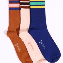 Thela Gaadi Unisex Pack Of 3 Calf Length Stripes Socks-image-50