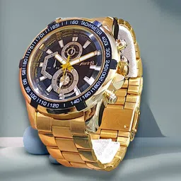 Skylark Men Dial & Stainless Steel Straps Analogue Multi Function Watch edific_Gold_black_f-45