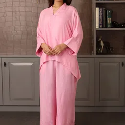 Ambraee V-Neck Tunic With Trouser Co-Ord Set-image-2