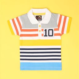 V-Mart Boys Striped Polo Collar Cotton T-shirt-picture-36