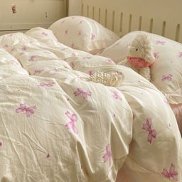 JC HOME Pink & White Solid Polycotton 4 Piece Double Extra Large Regular Bedding Set-8