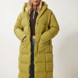 Happiness istanbul Women Hooded Longline Quilted Jacket-picture-34
