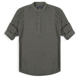 CHARCHIT Boys Comfort Fit Band Collar Textured Cotton Casual Shirt-image-86