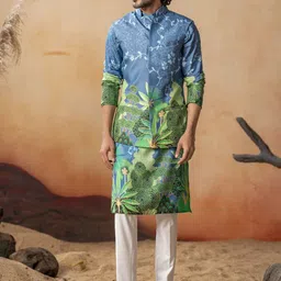 HILO DESIGN Men Printed Kurta with Trousers With Nehru Jackets-picture-14