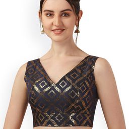 Oomph! Woven Design Sleeveless Saree Blouse-image-4