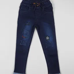 F2M Boys Slim Fit Jogger High-Rise Mildly Distressed Embroidered Stretchable Jeans-image-92